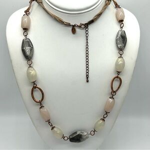 Cookie Lee Copper Link and Beaded Necklace